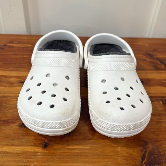 Crocs White Classic Lined Clogs M6 W8 - Picture 4 of 6